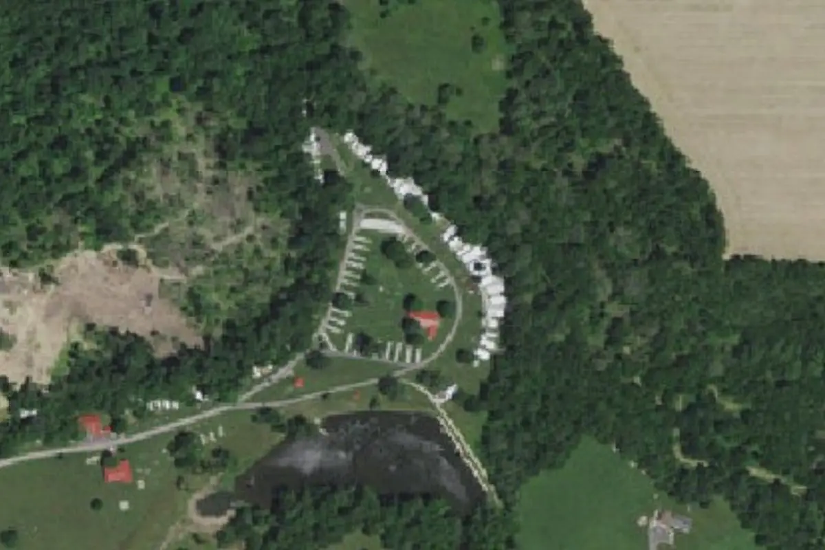 Aerial view of Charla Rose Lake & Campground