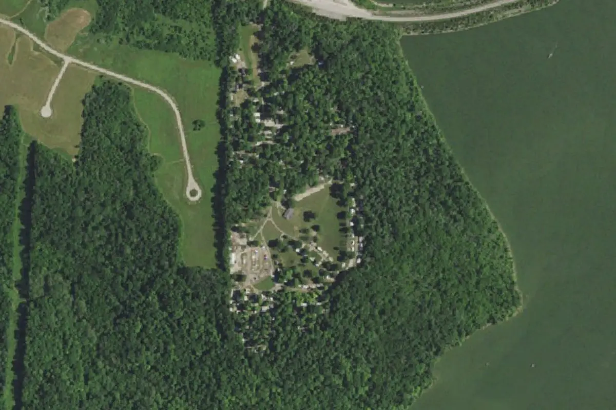 Aerial view of Twin Forks Campground